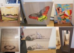 6 X Prints. Micky & Mini Mouse True Love Print On Wood 400 X 590mm. Butterfly Print On Canvass 86