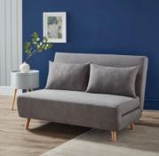 (R10L) 1x Freya Folding Sofa Bed Grey Missing Wooden Legs (With 2x Cushions) RRP £250