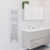 (Gh31) Flat Ladder Towel Radiator 1100 x 300mm Chrome 784BTU. High Quality Chrome-Plated Steel ...
