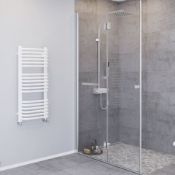 (Gh30) Curved D-Bar Towel Radiator 900 x 400mm White 1555BTU. High Quality Powder-Coated Steel ...