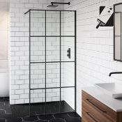 New (P8) 1000mm - 8mm Designer Black Shoji Crittall Style Shower Screen. Stylish Matte Black ...