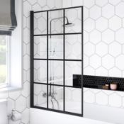 New Easy Clean Matt Black Crittall Style Bath Screen - 800mm. Bss800. RRP £179.99.