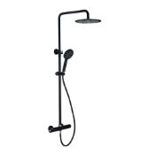 New (J10) Matt Black Cool Touch Thermostatic Mixer Shower & Riser Rail Kit. The Matt Black Ther