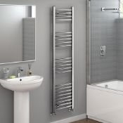 New (P103) 1100x450mm Chrome Curved Rail Ladder Towel Radiator. RRP £96.99. Made From Chrome P...