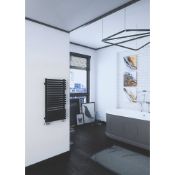 New (Q115) Terma Quadrus Bold Designer Towel Rail 870 x 450mm Black 1810BTU. Designed To Maxim...
