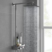 New & Boxed Square Thermostatic Bar Mixer Shower Set Valve With Shelf 10