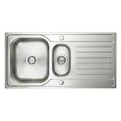New (R52) Prima Stainless Steel Deep 1.5 Bowl And Drainer Inset Kitchen Sink. 1000 x 500 x 200m...