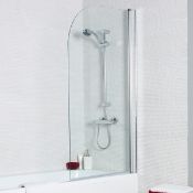 New (R77) 1500x800mm 6mm Straight Screen With Curved Corner.