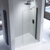 New (A164) 1000 mm -8 mm- Designer Black Framed Wet room Panel. The Framed Beauty Black Framed