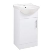 New (S125) Vista 450 mm 1 Door Floor Standing Vanity Unit - White Gloss. Supplied Fully Assembl...