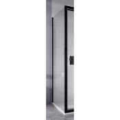 New (S110) 8 mm 900 mm Black Aluminium Side Panel. (Clear Glass).