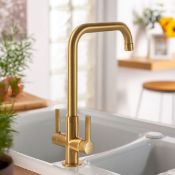 New (S35) Abode Pico Quad Dual Lever Brushed Brass Kitchen Mixer Tap. RRP £205.00. Brushed Bra...