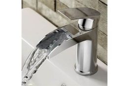 New & Boxed Avis Waterfall Basin Mixer Tap. Tb151. Chrome Plated Solid Brass Mirror Finish. La...