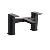 New (W44) Zana Square Matt Black Deck Mounted Bath Filler Tap. W216 x D144 x H126mm. Zinc Al...