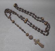 Antique French Lourdes Wooden Rosary Beads