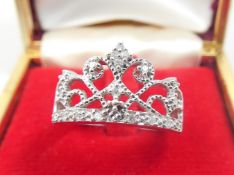 White gold crown-shaped ring set with Diamonds