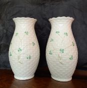 A pair of Belleek vases.