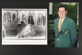 SEVERIANO BALLESTEROS & JOSE MARIA OLAZABAL Original signatures on photo.