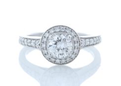 18k White Gold Halo Set Ring 0.91 Carats