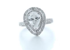 18k White Gold Single Stone With Halo Setting Ring 1.71 (1.27) Carats
