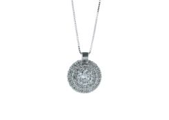 18k White Gold Double Halo Diamond Pendant 0.75 Carats