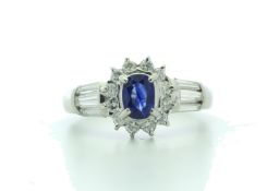Platinum Cluster Diamond And Sapphire Ring (S0.60) 0.67 Carats
