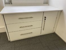 White storage cupboard with drawers. Lockable