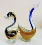 Pair of Vintage Murano Sommerso Glass Sculptures