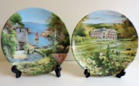 Pair Vintage Limoges Porcelain Plates by Artist Michel Julien