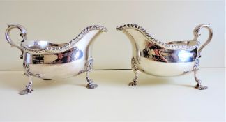 Pair Antique Silver Plate Georgian Style Sauce/Gravy Boats circa 1865
