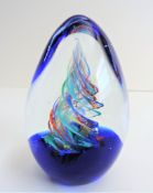 Spiral Swirl Egg Shape Art Glass Paperweight