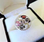 Sterling Silver Topaz & Tourmaline Ring