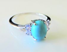Sterling Silver Turquoise and Tanzanite Ring