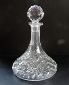 Vintage Deep Cut Crystal Ships Decanter
