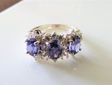Sterling Silver 1.5 ct Tanzanite & Diamonique Ring