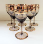 Vintage Venetian Sherry/Port Glasses Gold Stripe