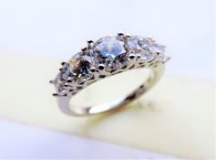 Sterling silver 4.14 carat 5 Stone Cubic Zirconia Ring