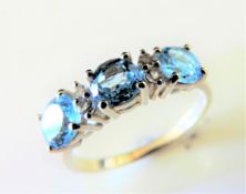 Sterling Silver 1.68 carat Topaz and Diamond Ring