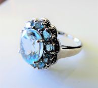 Sterling Silver 8.8 carat Topaz Cluster Ring Size R