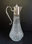 Vintage Silver Plate Cut Glass Claret Jug