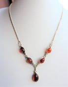 Sterling Silver Baltic Amber Necklace