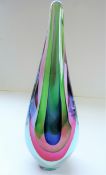 Large Murano Flavio Poli Sommerso Teardrop Sculpture 29cm Tall