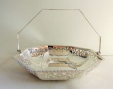 Art Deco Silver Plate Swing Handled Basket