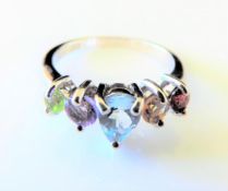 Sterling Silver Topaz, Amethyst, Citrine Garnet & Peridot Ring