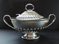 Antique Silver Plate Tureen & Ladle Large 43cm Long c. 1890's