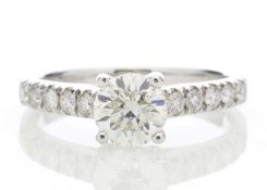 18k White Gold Single Stone Diamond Ring With Stone Set Shoulders (1.02) 1.32 Carats
