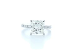 18k White Gold Princess Cut Diamond Ring 5.13 (4.33) Carats