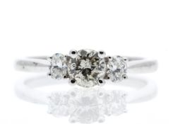 18k White Gold Three Stone Claw Set Diamond Ring 0.73 Carats
