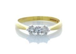 9k Yellow Gold Three Stone Claw Set Diamond Ring 0.25 Carats