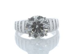 18k White Gold Single Stone Prong Set With Stone Set Shoulders Diamond Ring 4.65 Carats